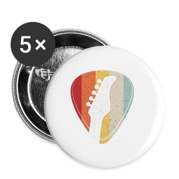 guitare - Lot de 5 petits badges (25 mm) - blanc - Devant