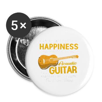 guitare - Lot de 5 petits badges (25 mm) - blanc - Devant