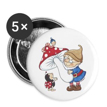Wichtel_04 - Buttons klein 25 mm (5er Pack) - Weiß - Vorne