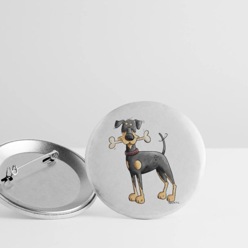 Dobermann Oder Pinscher mit Knochen Buttons klein 25 mm (5er Pack)