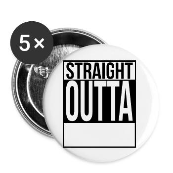 ''CUSTOM'' STRAIGHT OUTTA - Buttons small 1''/25 mm (5-pack) - white - Front