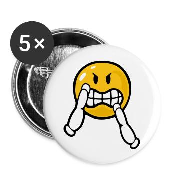 Smiley Kung Fu - Lot de 5 petits badges (25 mm) - blanc - Devant