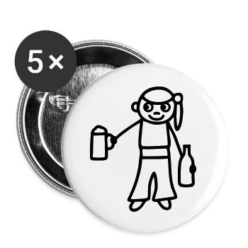 Strichmännchen Bier - Buttons klein 25 mm (5er Pack) - Weiß - Vorne
