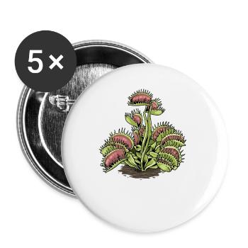Plante carnivore Vénus Piège à mouches - Lot de 5 petits badges (25 mm) - blanc - Devant