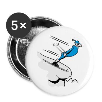 Winter holiday ski downhill funny comic - Buttons small 1''/25 mm (5-pack) - white - Front