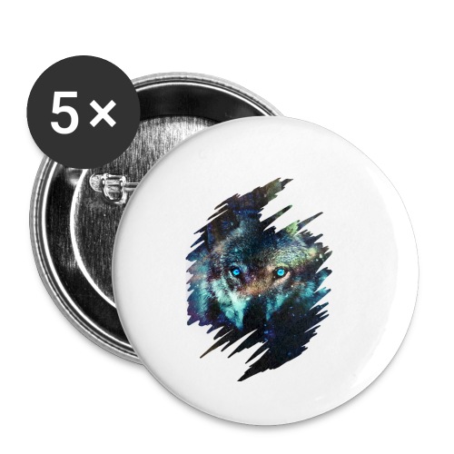 Wolfskopf - Buttons klein 25 mm (5er Pack)