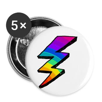 Colorful lightning Bolt. Rainbow - Buttons small 1''/25 mm (5-pack) - white - Front