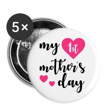 1st Mothers day - Buttons small 1''/25 mm (5-pack) - white - Front