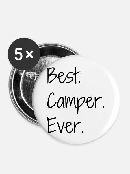 Camping / Camper / Zelt / Wandern - Buttons klein 25 mm (5er Pack) - Weiß