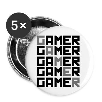 cool pattern text retro gamer logo play play n - Buttons small 1''/25 mm (5-pack) - white - Front