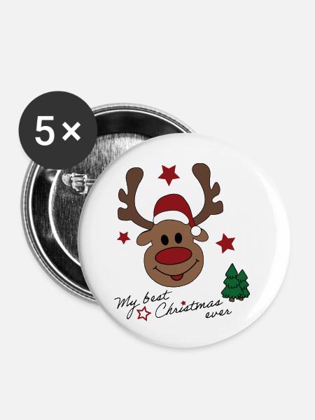 Weihnachten - Buttons klein 25 mm (5er Pack) - Weiß