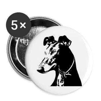 Galgo Kopf - Buttons klein 25 mm (5er Pack) - Weiß - Vorne