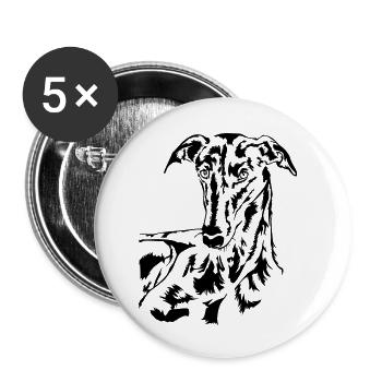 Galgo Kopf - Buttons klein 25 mm (5er Pack) - Weiß - Vorne