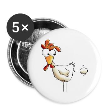 Poule pond un oeuf dessin animé - Lot de 5 petits badges (25 mm) - blanc - Devant