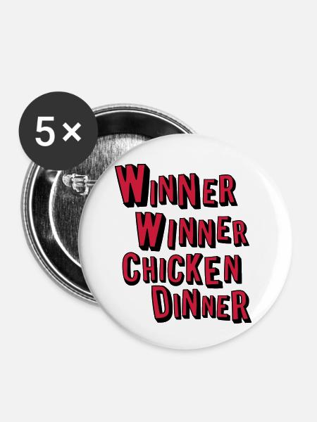 winner winner chicken dinner - Buttons klein 25 mm (5er Pack) - Weiß