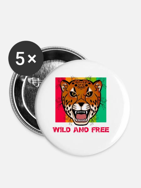 Wild and Free tiger - Buttons klein 25 mm (5er Pack) - Weiß