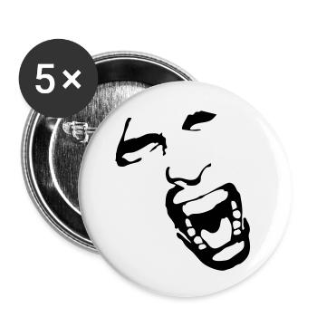 Crying face / Pain / Gesicht / Schmerz - Buttons klein 25 mm (5er Pack) - Weiß - Vorne