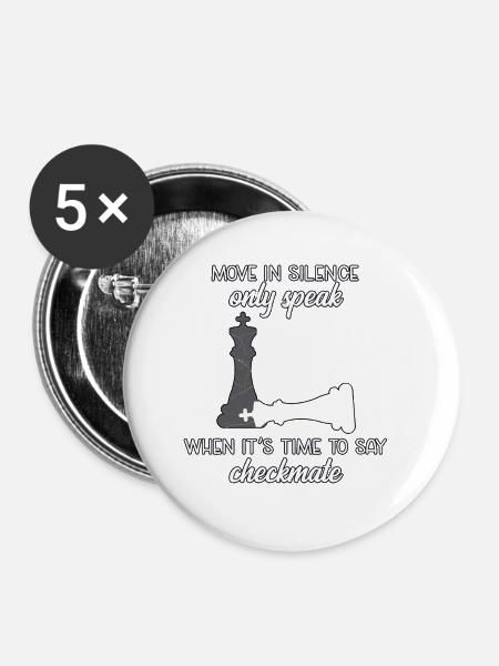 Schachmatt - Buttons klein 25 mm (5er Pack) - Weiß