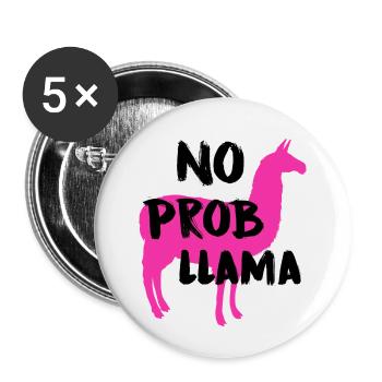 No prob llama - Lot de 5 petits badges (25 mm) - blanc - Devant