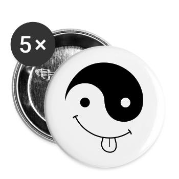 ying_yang_smiley - Buttons small 1''/25 mm (5-pack) - white - Front