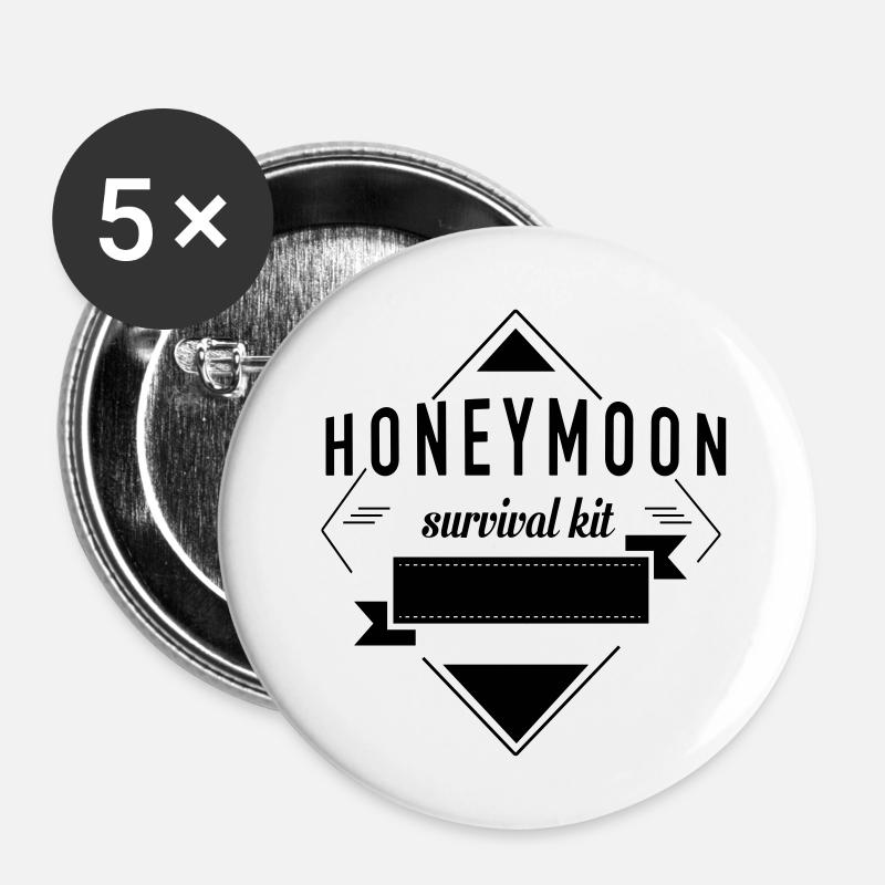 honeymoon_survival_kit_c - Lot de 5 petits badges (25 mm) - blanc
