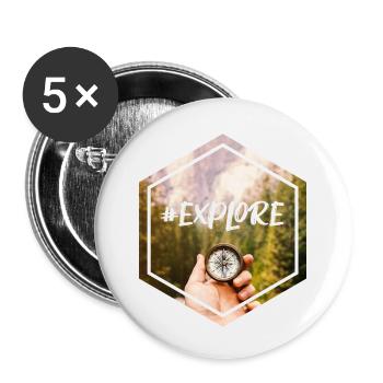 #Explorer - Lot de 5 petits badges (25 mm) - blanc - Devant
