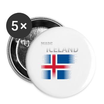 Islande faite au drapeau islandais - Lot de 5 petits badges (25 mm) - blanc - Devant
