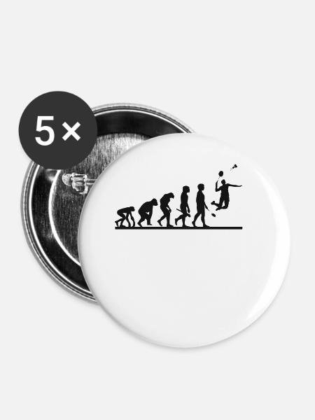 Badminton Badmintonspieler Evolution - Buttons klein 25 mm (5er Pack) - Weiß