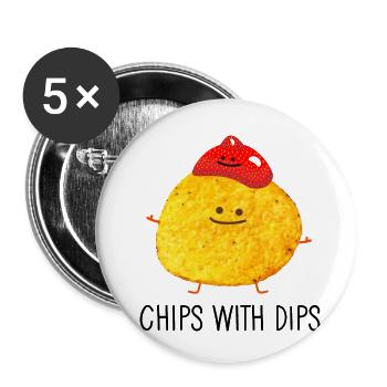 Chips mit Dips - Buttons klein 25 mm (5er Pack) - Weiß - Vorne