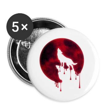 Blut Mond Heulender Wolf - Buttons klein 25 mm (5er Pack) - Weiß - Vorne