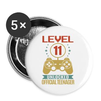 11. Geburtstag - Geburtstagsshirt level unlock - Buttons klein 25 mm (5er Pack) - Weiß - Vorne