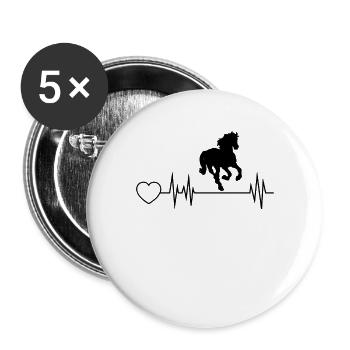Heartbeat riding horses - Buttons small 1''/25 mm (5-pack) - white - Front