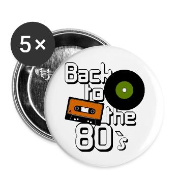 Fête des années 80, chemise amusante, musique des années 80 arrière... (25) - Lot de 5 petits badges (25 mm) - blanc - Devant