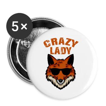 Fox Crazy Lady - Buttons small 1''/25 mm (5-pack) - white - Front