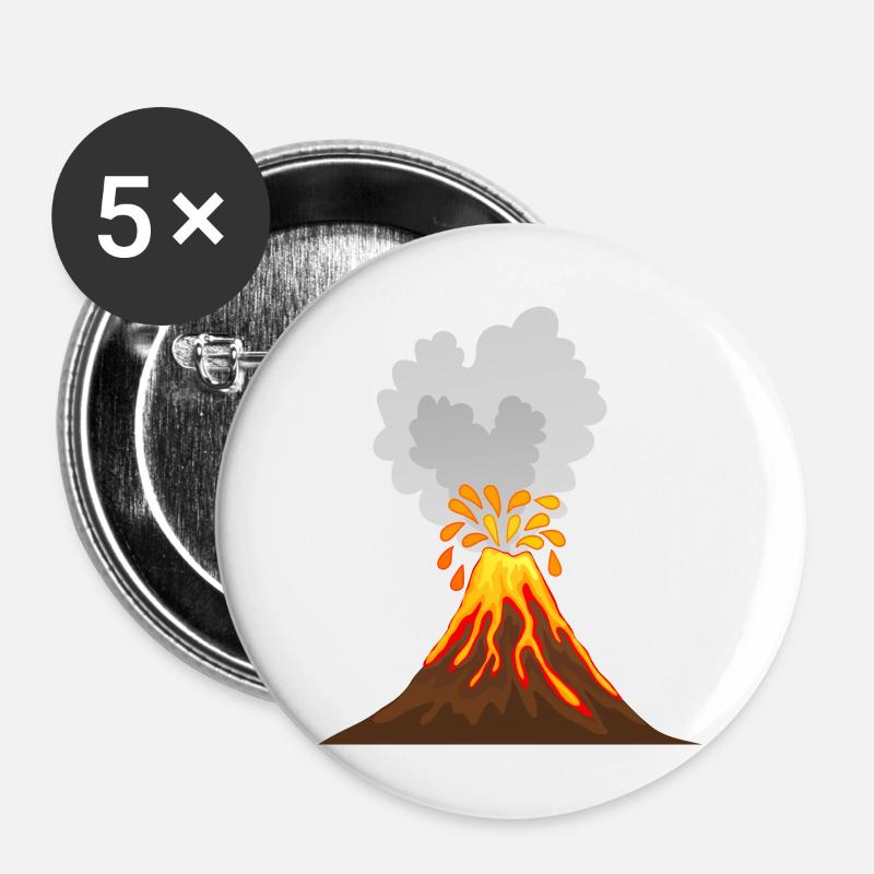 Volcano, lava, ash, magma, geologist, vulcano - Buttons small 1''/25 mm (5-pack) - white