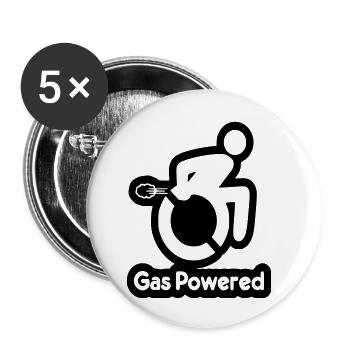 Gas powered wheelchair user. Humour # - Buttons small 1''/25 mm (5-pack) - white - Front