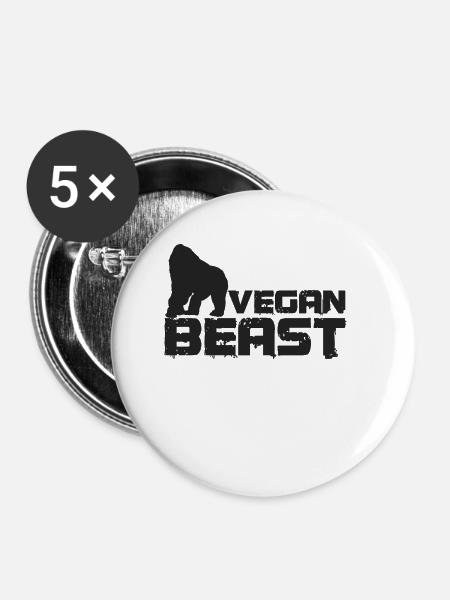 Veganes Biest Stark - Buttons klein 25 mm (5er Pack) - Weiß