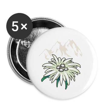Gebirge Berge Gipfel Edelweiss Blume Tirol Alm - Buttons klein 25 mm (5er Pack) - Weiß - Vorne