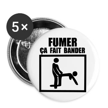 fumer ca fait bander humour sexe - Lot de 5 petits badges (25 mm) - blanc - Devant