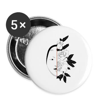 JAPAN MASKE - Buttons klein 25 mm (5er Pack) - Weiß - Vorne