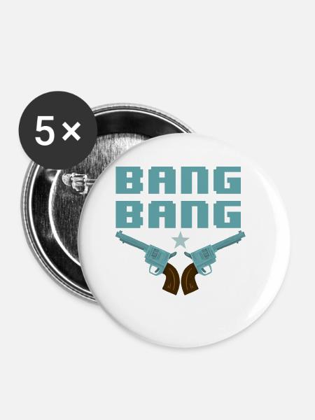 Bang Revolver - Buttons klein 25 mm (5er Pack) - Weiß