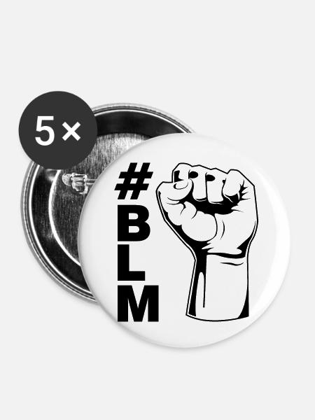 Black Lives Matter #BLM - Buttons klein 25 mm (5er Pack) - Weiß