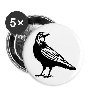 Rabe - Krähe - Buttons klein 25 mm (5er Pack) - Weiß - Vorne