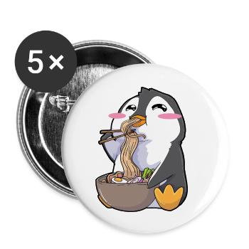 Lustiger Pinguin Ramen Kawaii - Buttons klein 25 mm (5er Pack) - Weiß - Vorne