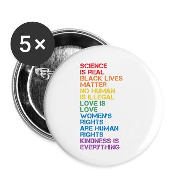 Science Is Real Black Lives Matter LGBT Pride BLM - Buttons small 1''/25 mm (5-pack) - white - Front