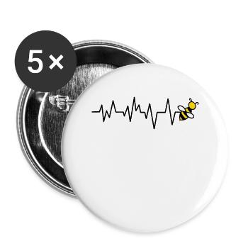 Apiculteur abeille abeilles battement de coeur - Lot de 5 petits badges (25 mm) - blanc - Devant
