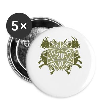 Dessus de table rétro vintage D20 RPG RPG - Lot de 5 petits badges (25 mm) - blanc - Devant