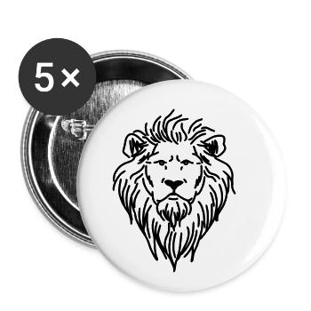 Dessin lion tête de lion - Lot de 5 petits badges (25 mm) - blanc - Devant