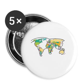 Cat pet plays world map ball - Buttons small 1''/25 mm (5-pack) - white - Front