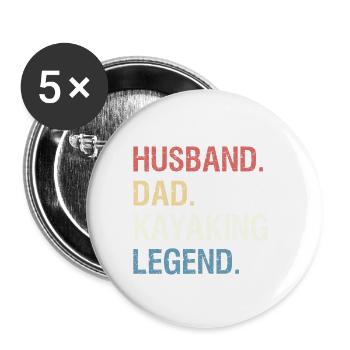 Ehemann Papa Kajak Legende | Kajak Geschenk - Buttons klein 25 mm (5er Pack) - Weiß - Vorne